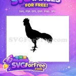 Free Standing Rooster Silhouette Free Detailed Feathers Farm Animal Free SVG - Instant Download