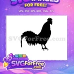 Free Crowing Rooster Silhouette Free Detailed Feathers Farm Life Free SVG - Instant Download