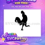 Free Proud Black Free Rooster Silhouette Farm Free SVG - Instant Download