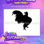 Free Black Rooster Silhouette Free Large Tail Feathers Farm Life Free SVG - Instant Download