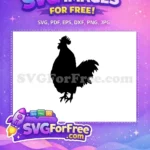 Free Crowing Rooster Silhouette Free Farm Animal Design Chicken Free SVG - Instant Download