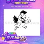 Free Happy Thumbs Up Chicken Free Black Bow Tie Chicken Silhouette Free SVG - Instant Download