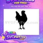 Free Rooster Standing Tall Free Black Silhouette Design Farm Free SVG - Instant Download