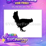 Free Black Chicken Silhouette Free Detailed Feathers Farm Animal Free SVG - Instant Download