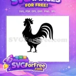 Free Black Rooster Silhouette Free Farm Animal Design Chicken Free SVG 2 - Instant Download