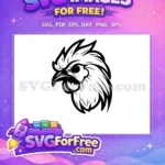 Free Fierce Chicken Face Free Black Outline Chicken Silhouette Free SVG - Instant Download