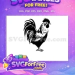 Free Rooster Silhouette Design Free Black Farm Animal Chicken Silhouette Free SVG - Instant Download