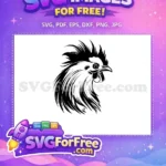 Free Rooster Head Silhouette Free Bold Comb Graphic Chicken Silhouette Free SVG - Instant Download