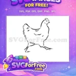 Free Walking Hen Sketch Free Simple Farm Life Chicken Silhouette Free SVG - Instant Download