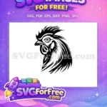Free Rooster Head Design Free Black Silhouette Farm Animal Free SVG - Instant Download