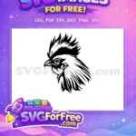 Free Spiky Comb Free Majestic Feathers Rooster Head Silhouette Free SVG - Instant Download