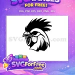 Free Aggressive Rooster Head Free Black Silhouette Graphic Sports Mascot Free SVG - Instant Download