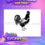 Free Standing Rooster Silhouette Free Detailed Feather Art Farm Free SVG - Instant Download