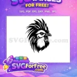 Free Fierce Black Free Majestic Rooster Chicken Silhouette Free SVG - Instant Download