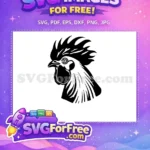 Free Black Rooster Head Free Chicken Silhouette Farm Animal Free SVG - Instant Download