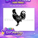 Free Rooster Silhouette Free Detailed Feathers Proud Farm Rooster Free SVG - Instant Download