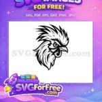 Free Fierce Rooster Head Free Black Design Chicken Silhouette Free SVG - Instant Download
