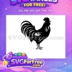 Free Rooster Silhouette Free Black Farm Animal Design Free SVG - Instant Download