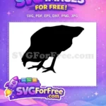 Free Pecking Chicken Free Black Silhouette Farm Animal Free SVG - Instant Download