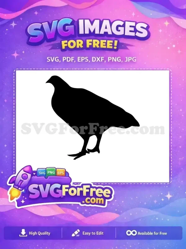 A free SVG silhouette of a detailed standing bird, perfect for crafting. This free design offers clean lines for any project.