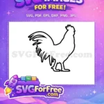Free Rooster Outline Free Farm Animal Design Clipart Graphic Free SVG - Instant Download
