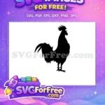 Free Rooster Silhouette Crowing Free Black Farm Animal Chicken Design Free SVG - Instant Download
