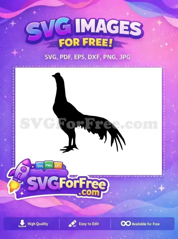 Striking free design of a pheasant silhouette, showcasing its elegant form and long tail. A perfect free vector for crafts.