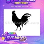 Free Black Rooster Silhouette Free Proud Tail Feathers Farm Free SVG - Instant Download