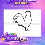 Free Rooster Silhouette Outline Free Black Line Art Farm Animal Free SVG - Instant Download