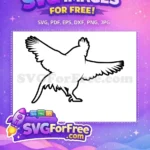 Free Flying Chicken Wings Spread Free Black Outline Farm Animal Free SVG - Instant Download