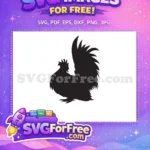 Free Fluffy Bantam Rooster Free Black Silhouette Farm Animal Free SVG - Instant Download