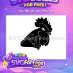 Free Angry Rooster Free Black Silhouette Chicken Design Free SVG - Instant Download