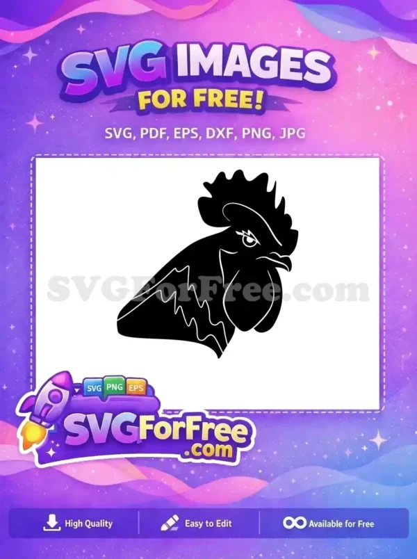 A free fierce rooster head SVG design, perfect for crafting and branding. Download this free vector art now!
