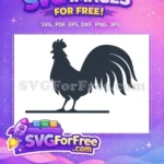 Free Crowing Rooster Silhouette Free Large Tail Feathers Chicken Farm Design Free SVG - Instant Download