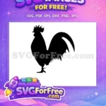 Free Proud Rooster Free Black Silhouette Chicken Free SVG - Instant Download