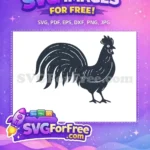 Free Majestic Farm Rooster Free Detailed Silhouette Barnyard Art Free SVG - Instant Download
