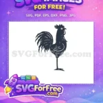 Free Dark Rooster Silhouette Free Wattle Comb Chicken Free SVG - Instant Download
