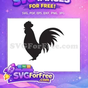 Free Rooster Silhouette SVG Design – Farm Animal Vector A striking free rooster silhouette SVG, perfect for farm-themed projects, crafts, and decorative uses. Download this free design now!