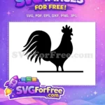 Free Black Rooster Silhouette Free Large Tail Farm Animal Free SVG - Instant Download