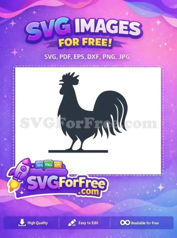 A striking free rooster silhouette, crowing proudly, ideal for farm-themed crafts and designs. Download this free SVG!