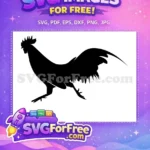 Free Running Rooster Silhouette Free Black Farm Animal Design Free SVG - Instant Download