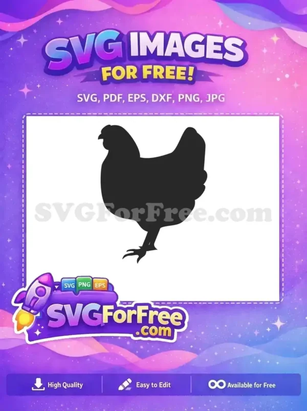 Discover this charming free chicken silhouette, ideal for farm-themed crafts and digital designs. A truly free design asset.