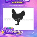 Free dark poultry outline Free farm bird profile Chicken Silhouette Free SVG - Instant Download