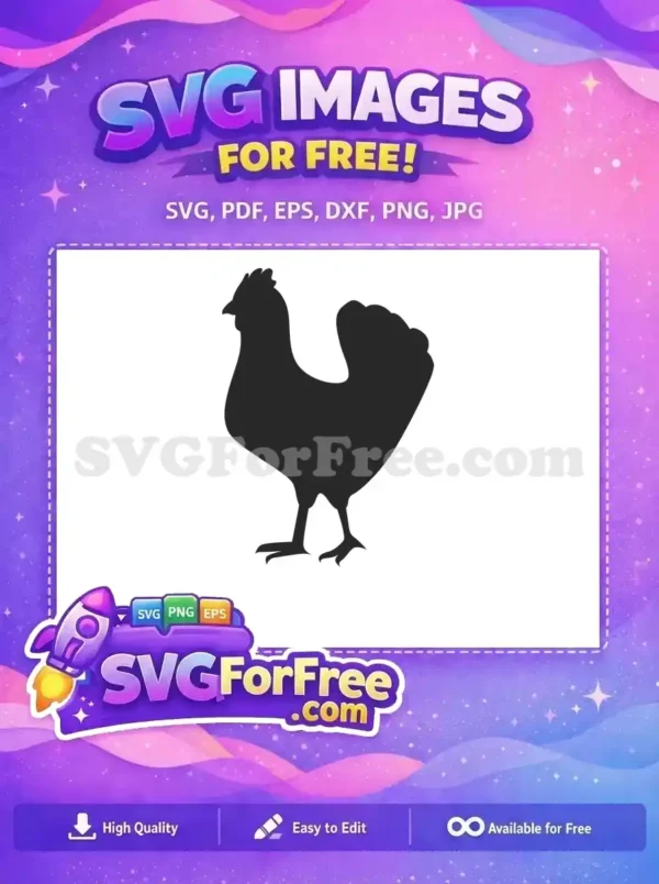 A striking free black chicken silhouette, ideal for various creative projects. Download this versatile free design today!