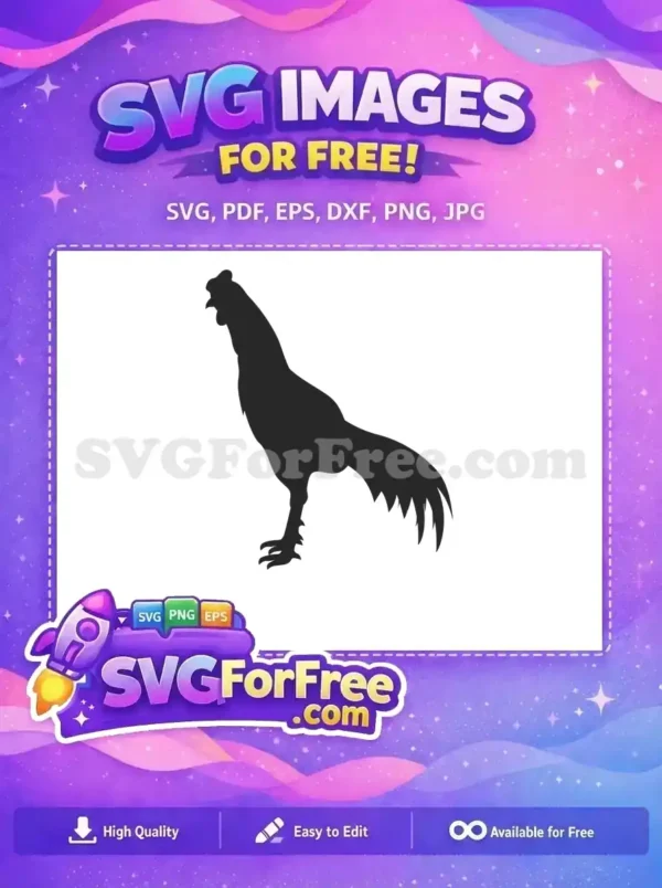 Free Rooster Silhouette Design – Farm Animal SVG Art A striking free rooster silhouette, ideal for farm-themed crafts and digital designs. This free SVG is ready to use.