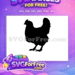 Free Black Silhouette Free Farm Animal Chicken Design Free SVG - Instant Download