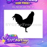 Free Black Standing Rooster Free Chicken Silhouette Farm Animal Design Free SVG - Instant Download