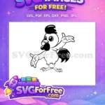 Free Cute Big Eyed Chicken Free Welcoming Pose Silhouette Farm Bird Free SVG - Instant Download