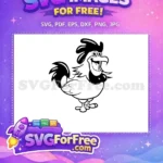 Free Happy Chicken Free Crowing Rooster Cartoon Silhouette Free SVG - Instant Download