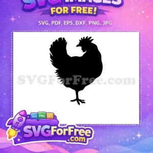 Free Chicken Silhouette SVG – Versatile Farm Design A striking free black silhouette of a chicken, perfect for farm-themed crafts and decorations. Download this free design now!